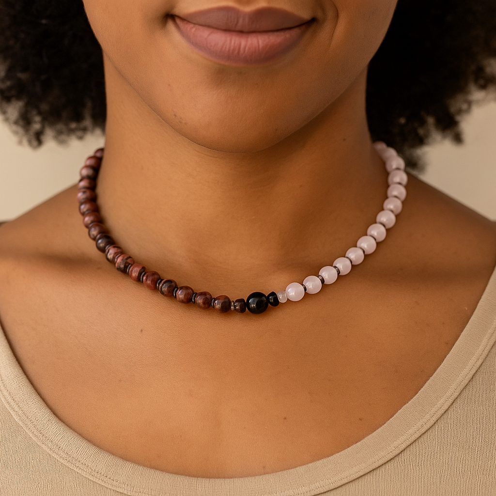 Heart Light Choker – Rose Quartz & Rhodonite for Love & Compassion