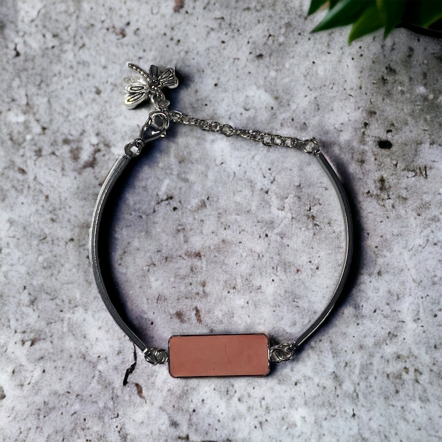 Stainless Steel Cement Inlay Bracelets w/Charms