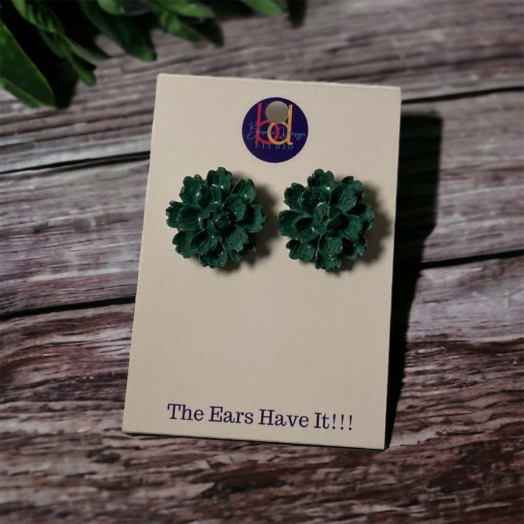 Green Cement Flower Studs
