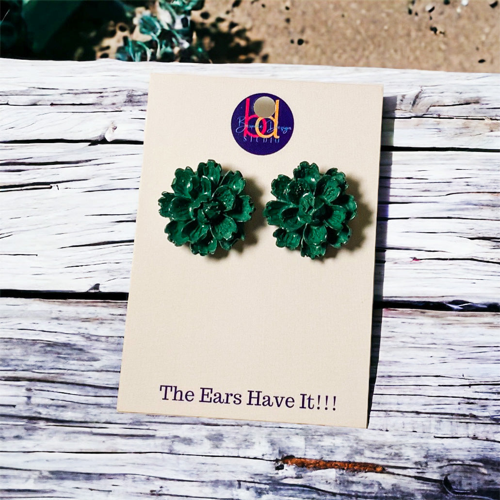 Green Cement Flower Studs
