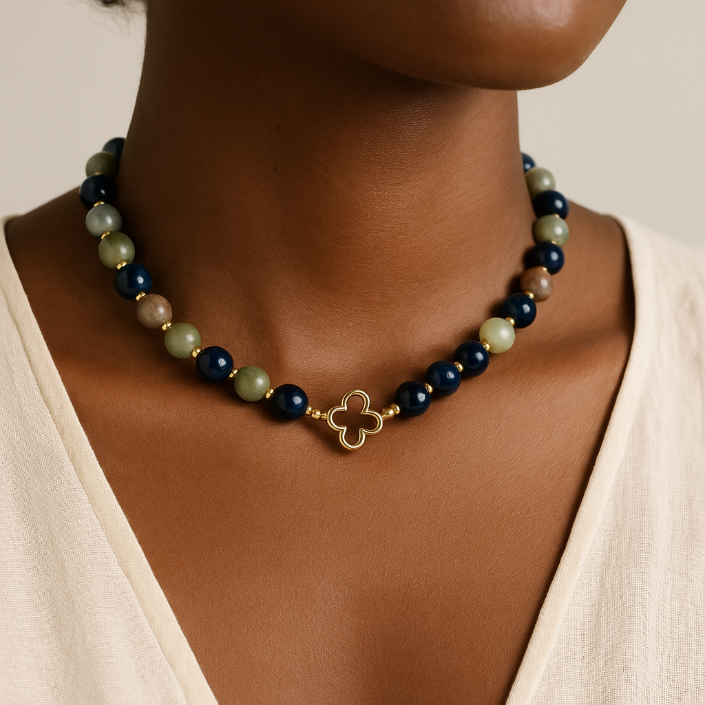 True Calm Choker – Amazonite & Blue Tiger’s Eye- True Calm
