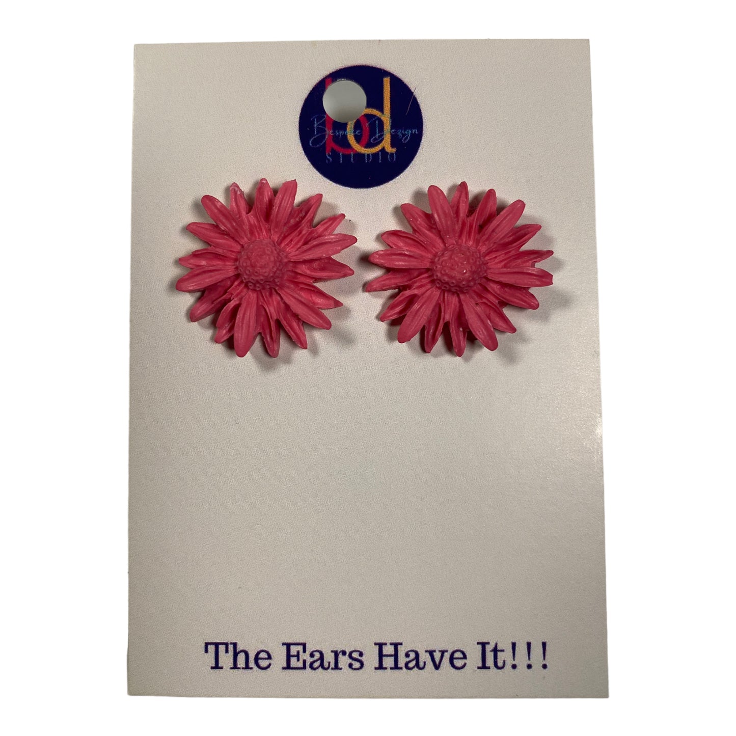 Pink Floral Cement Studs