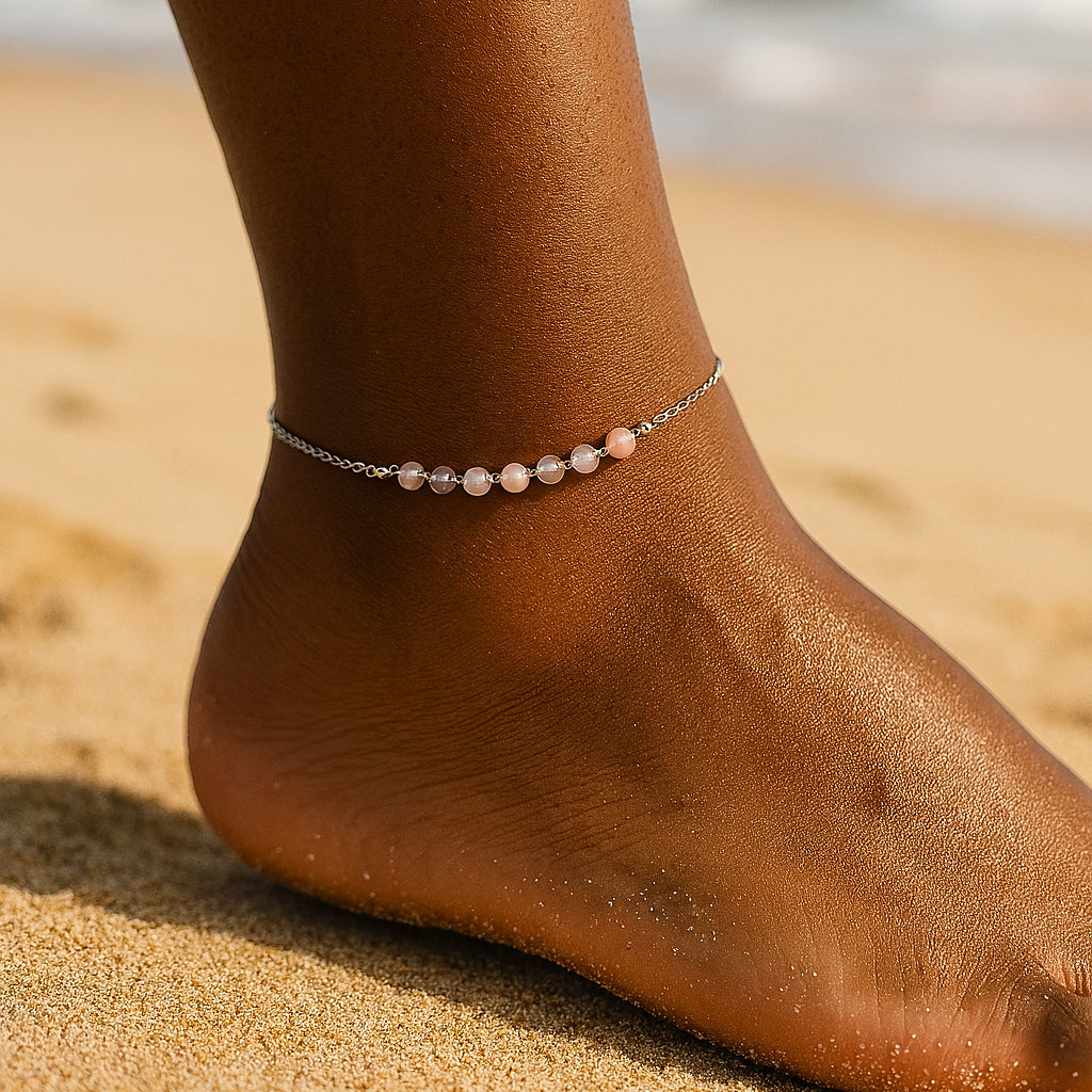 Sweet Bloom Anklet – Rose Quartz for Love & Soft Energy