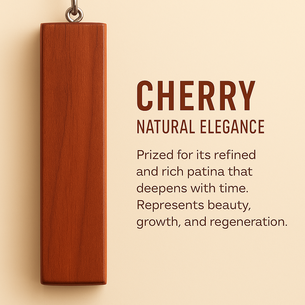 Align Bar – Custom Wood & Stone Energy Necklace- Cherry Wood Custom Wood & Natural Stone Jewelry