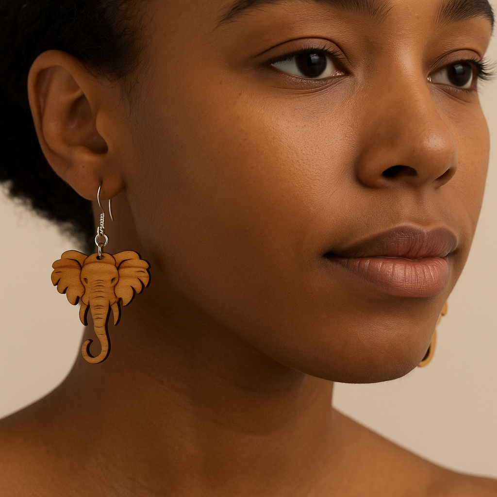 Canarywood Elephant Earrings – Handmade Lightweight Animal Jewelry