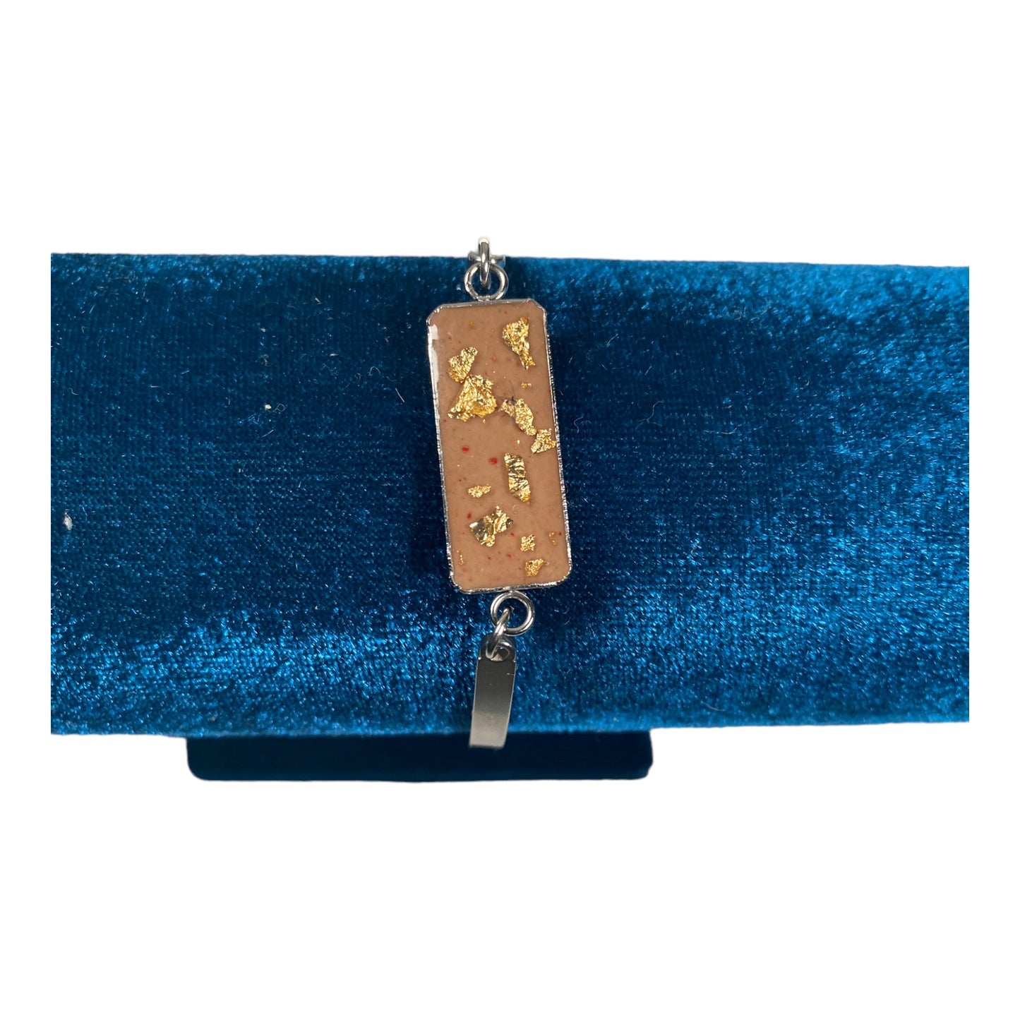 Gold Leaf Stainless Steel Cement Inlay Bracelet