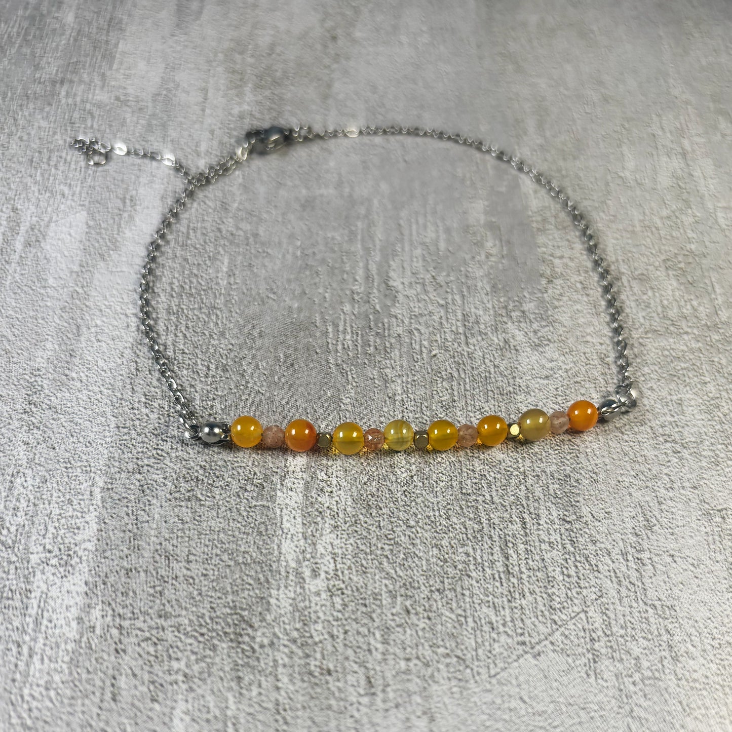 Firelight Anklet β Red Aventurine & Sunstone for Confidence & Radiance