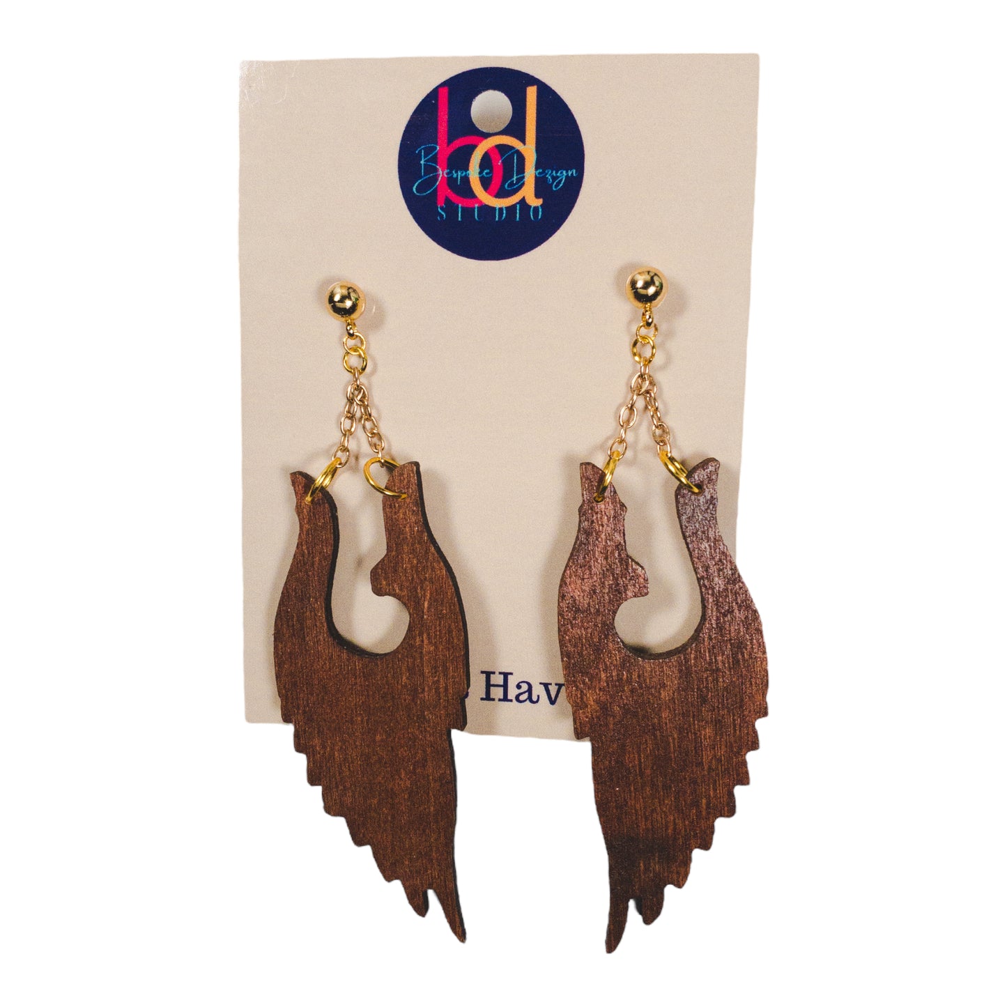 Carved Wing Inspired Wood Earrings