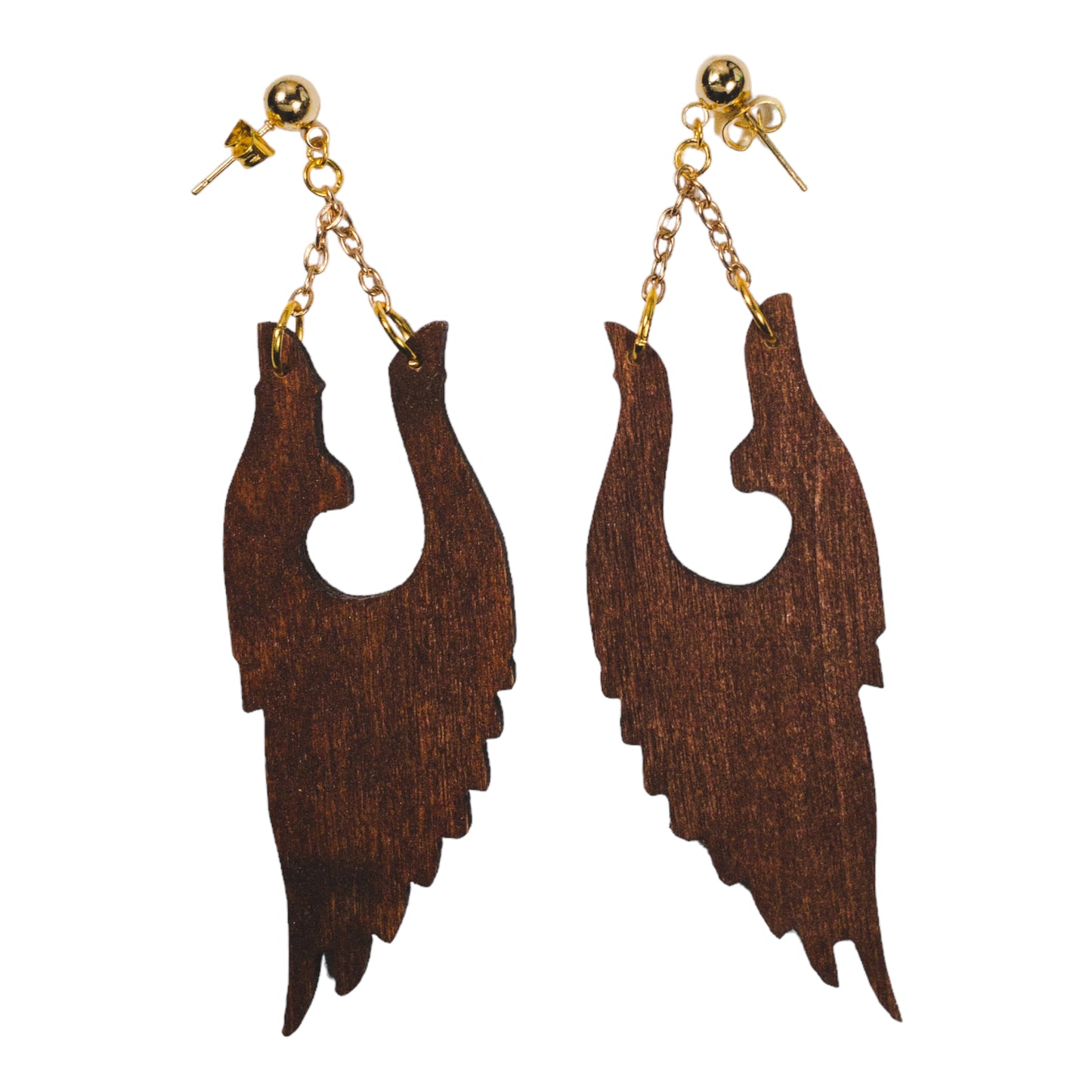 Carved Wing Inspired Wood Earrings