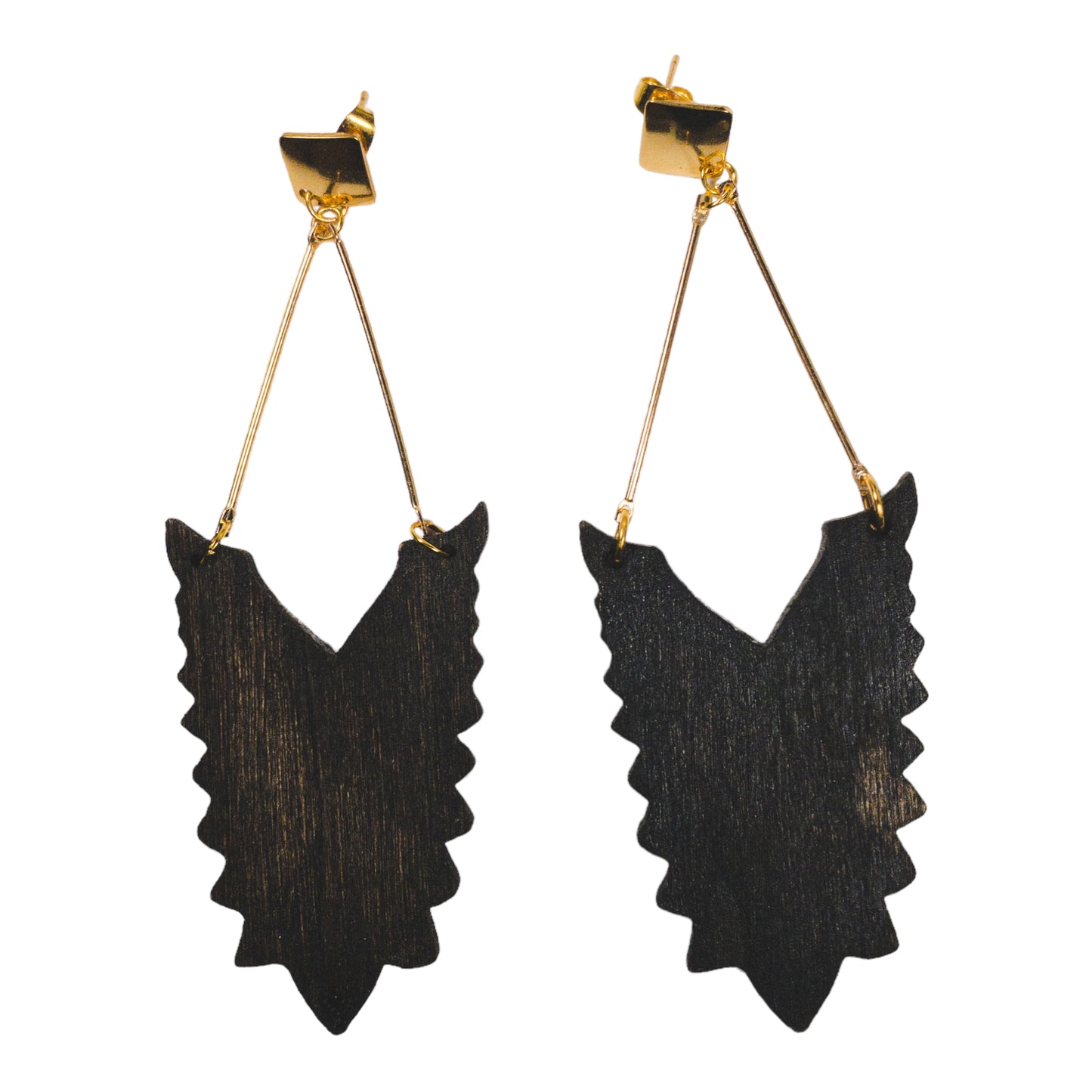 Carved Wing Inspired II Wood Earrings