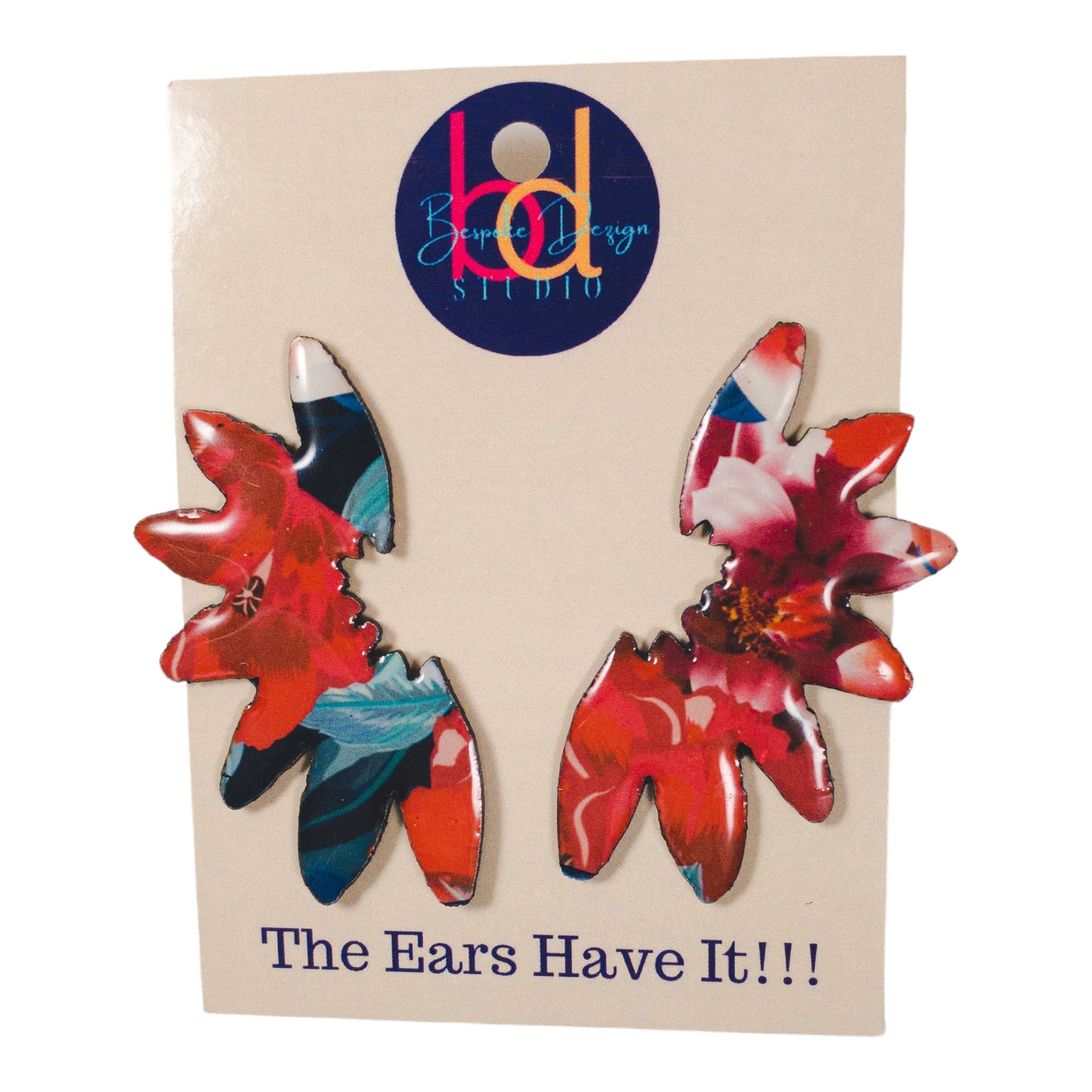 Half Flower Floral Studs Recycled Earrings