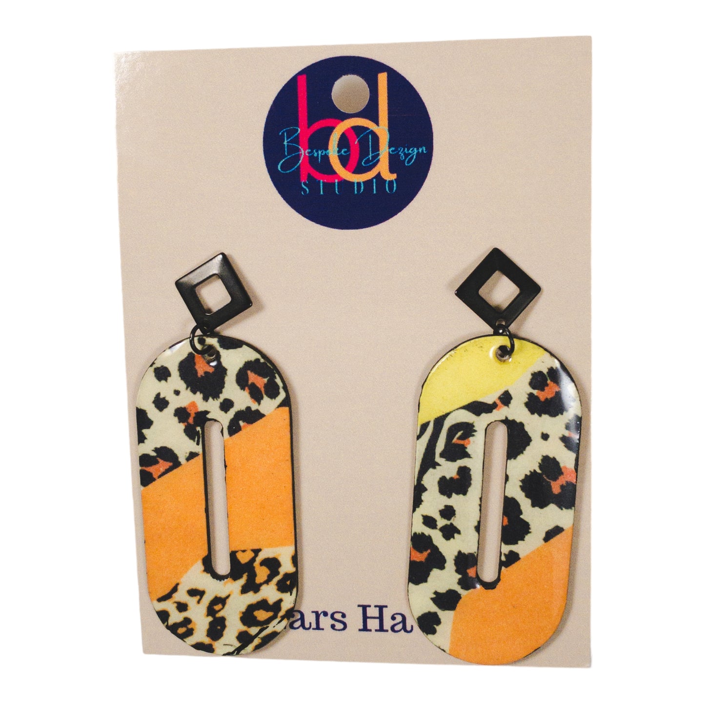 Orange & Yellow Leopard Print Recycled Earrings