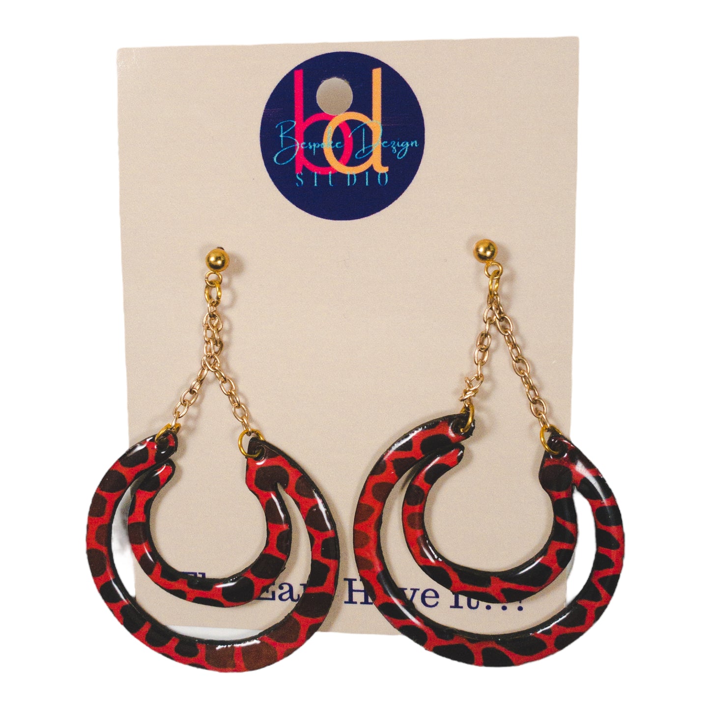 Fuchsia & Brown Leopard Pattern Recycled Earrings