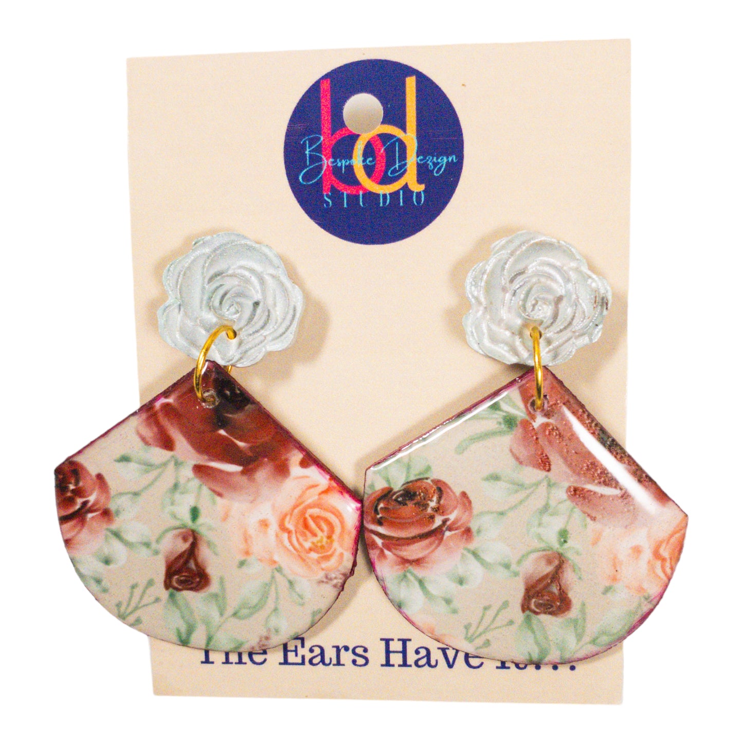 Rose Tab Floral Abstract Triangle Recycled Earring