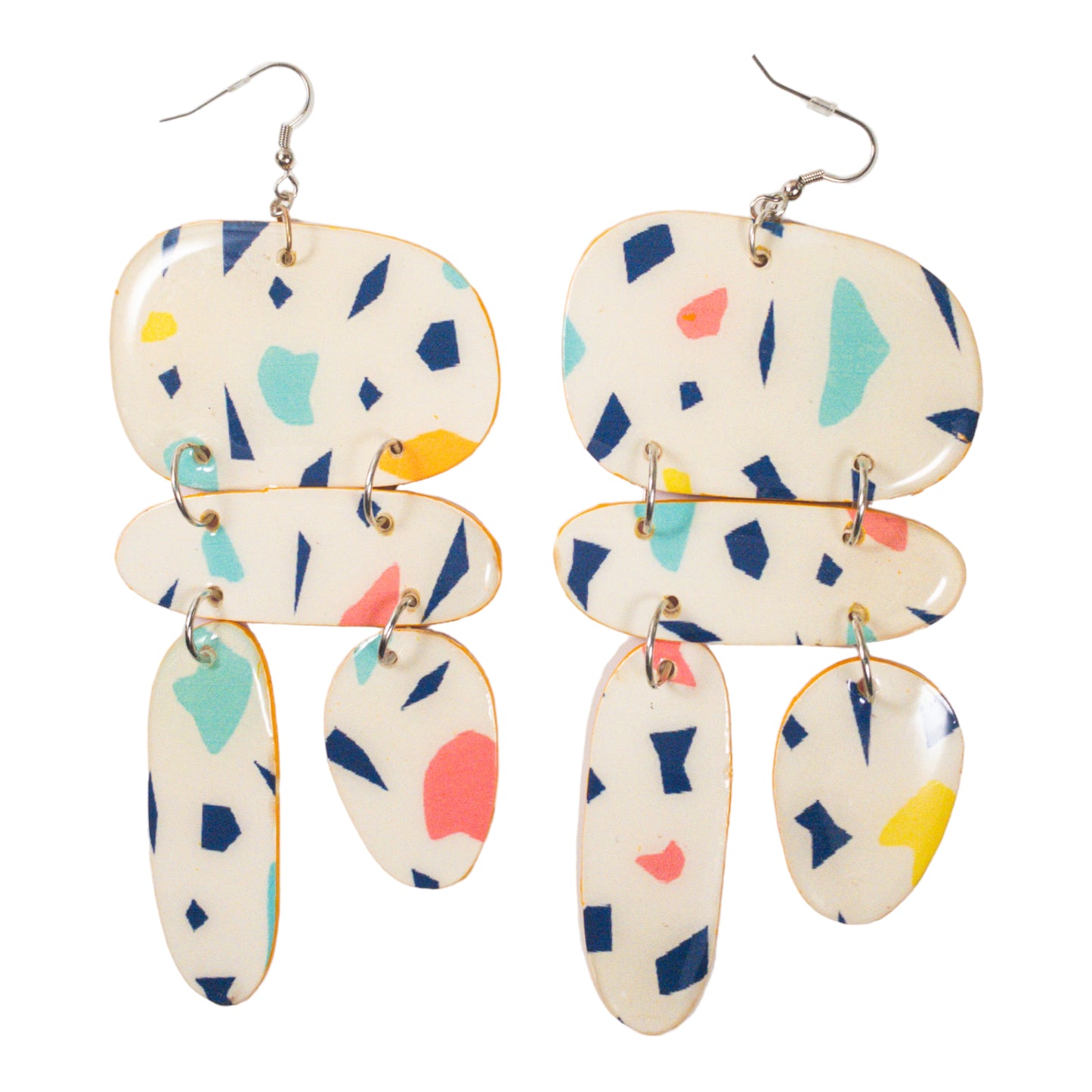 Spring Terrazzo Print Abstract Shaped III Recycled Earrings