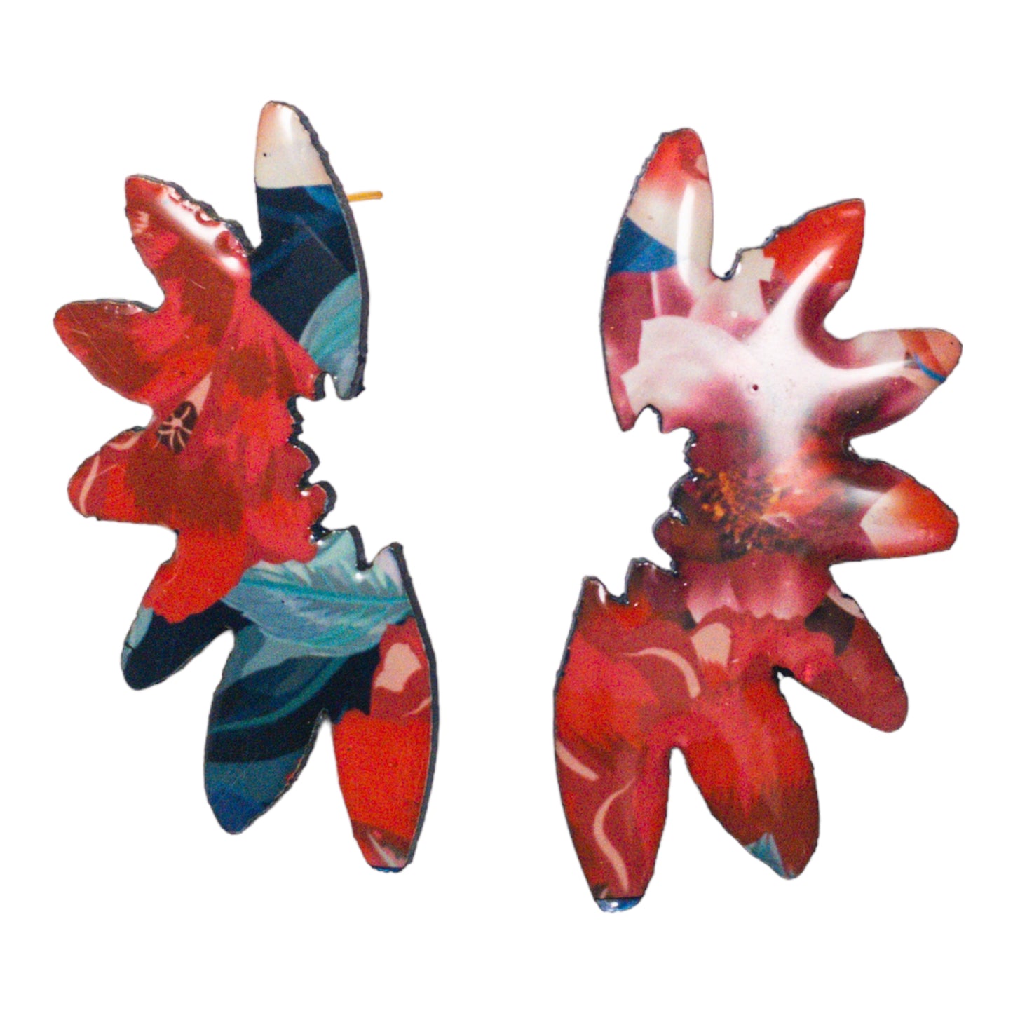 Half Flower Floral Studs Recycled Earrings