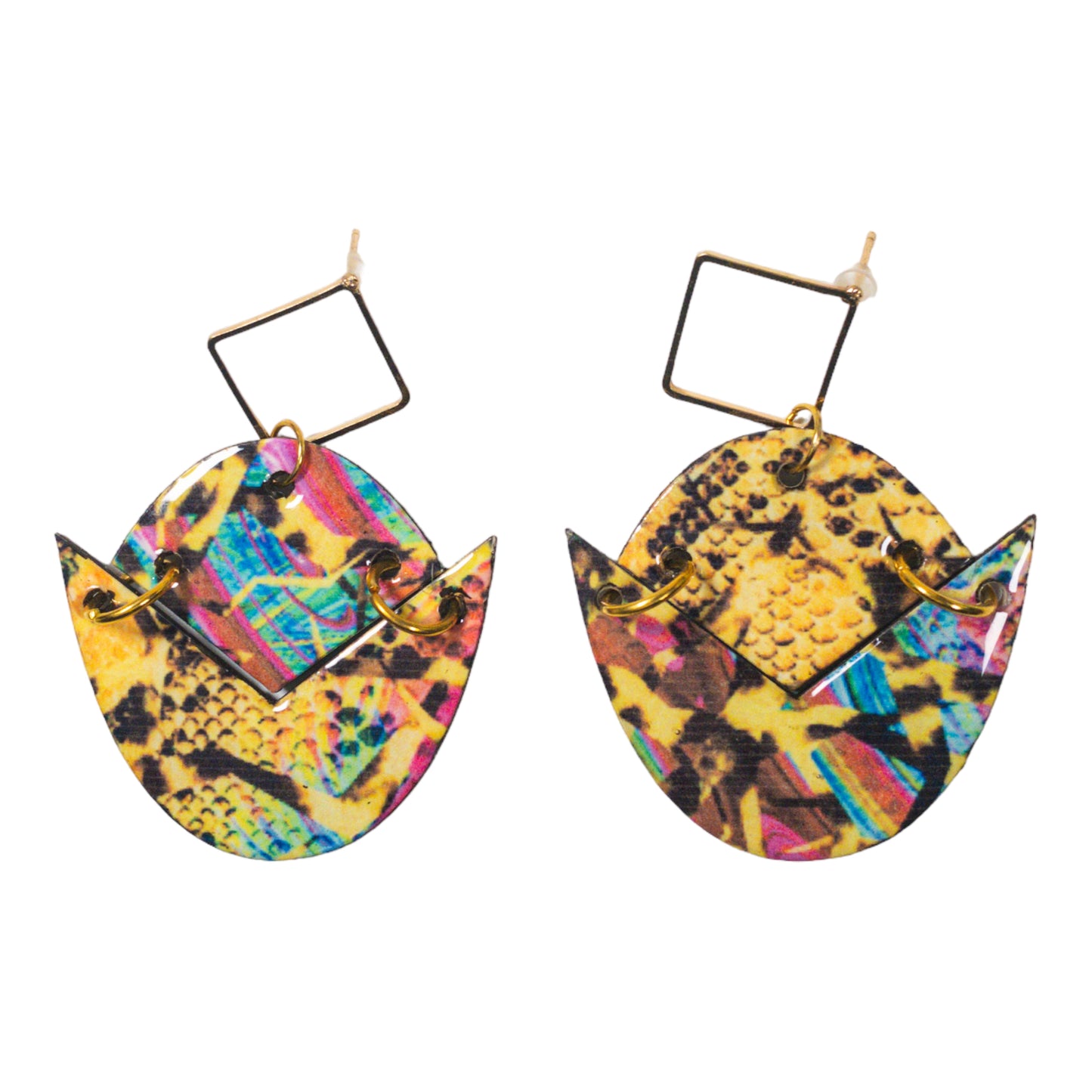 Vibrant Snake Pattern Recycled Earrings