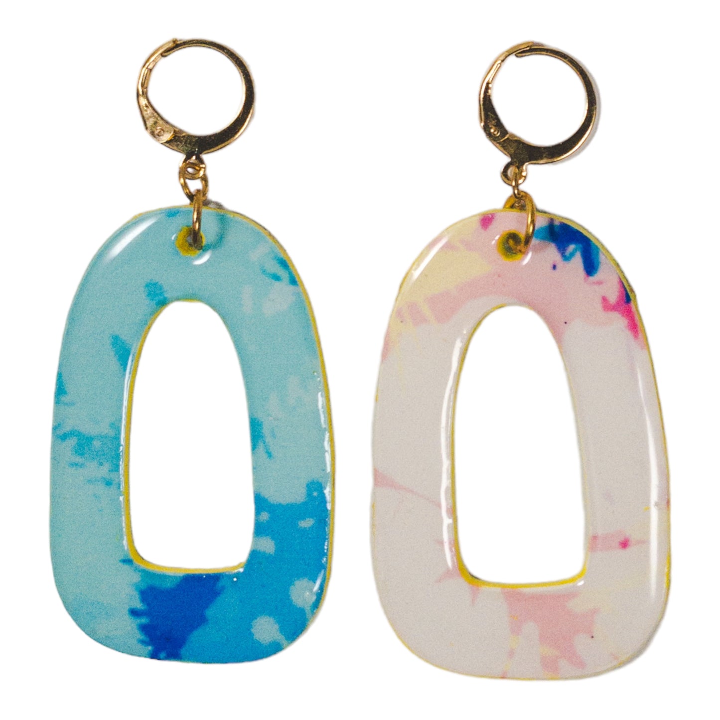 Pastel Blue and Pink Tropical Open Arch Earrings