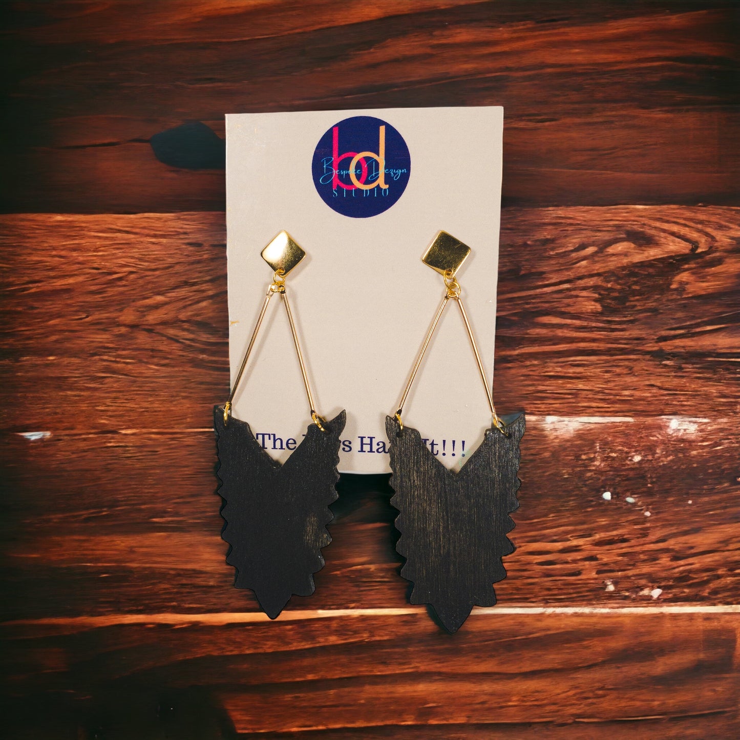 Carved Wing Inspired II Wood Earrings