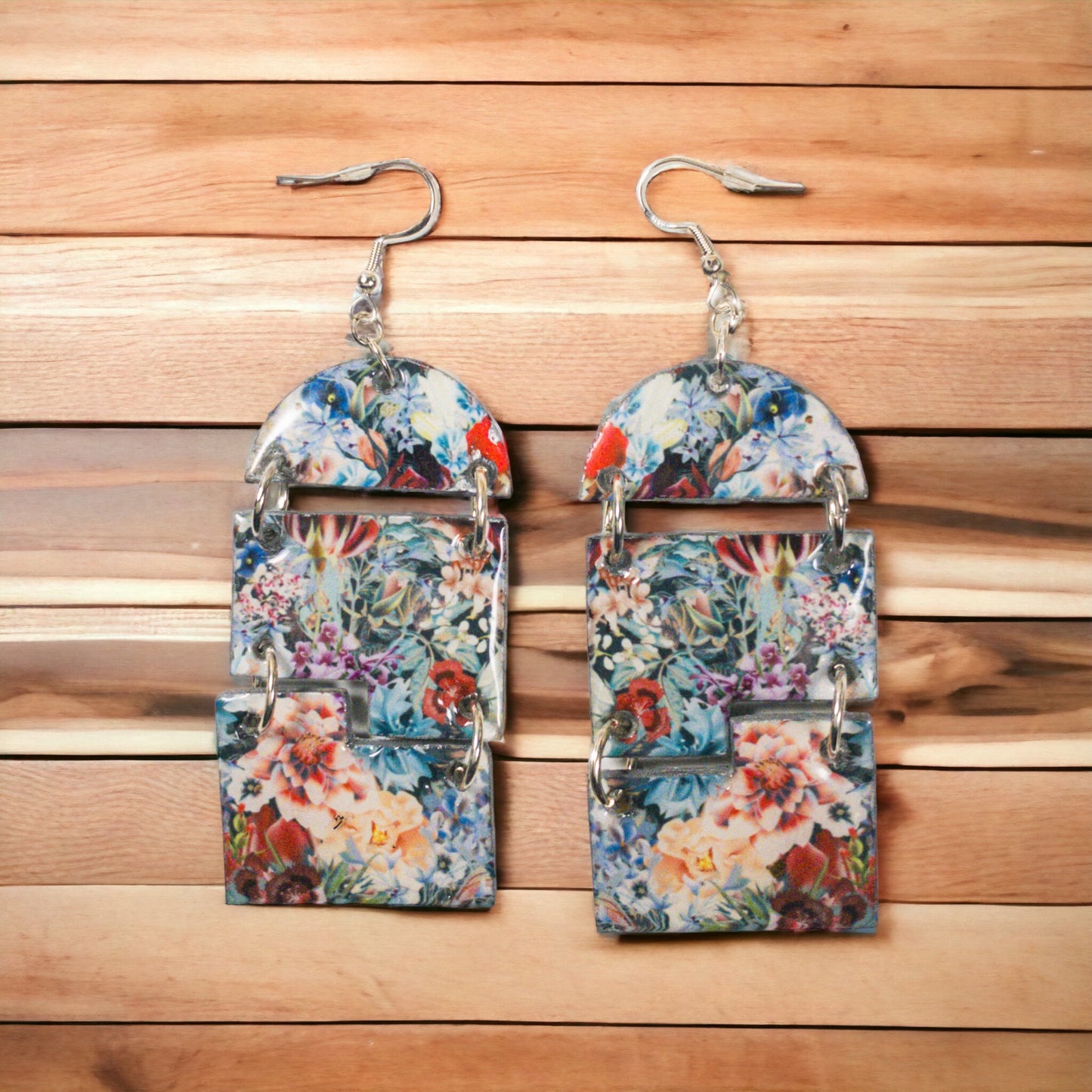 Dangle Arch Floral Recycled Earrings