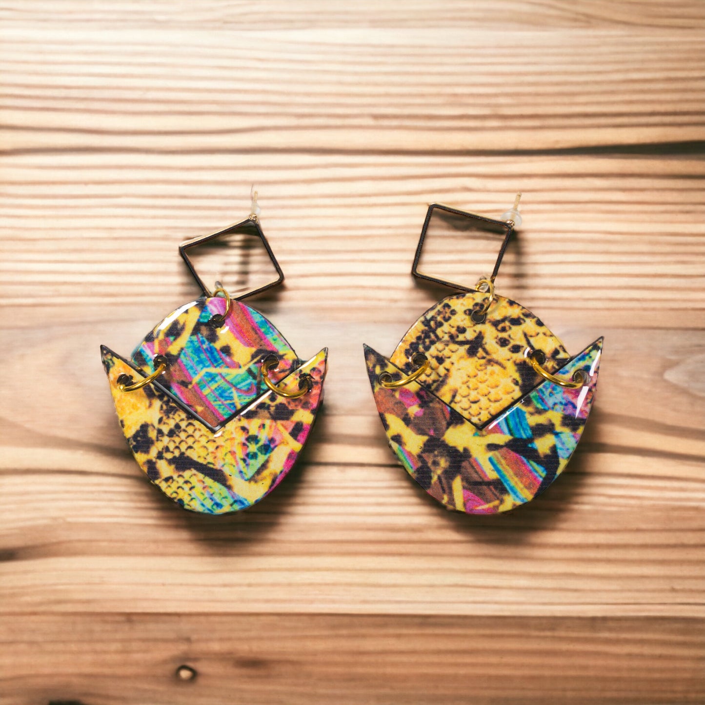 Vibrant Snake Pattern Recycled Earrings