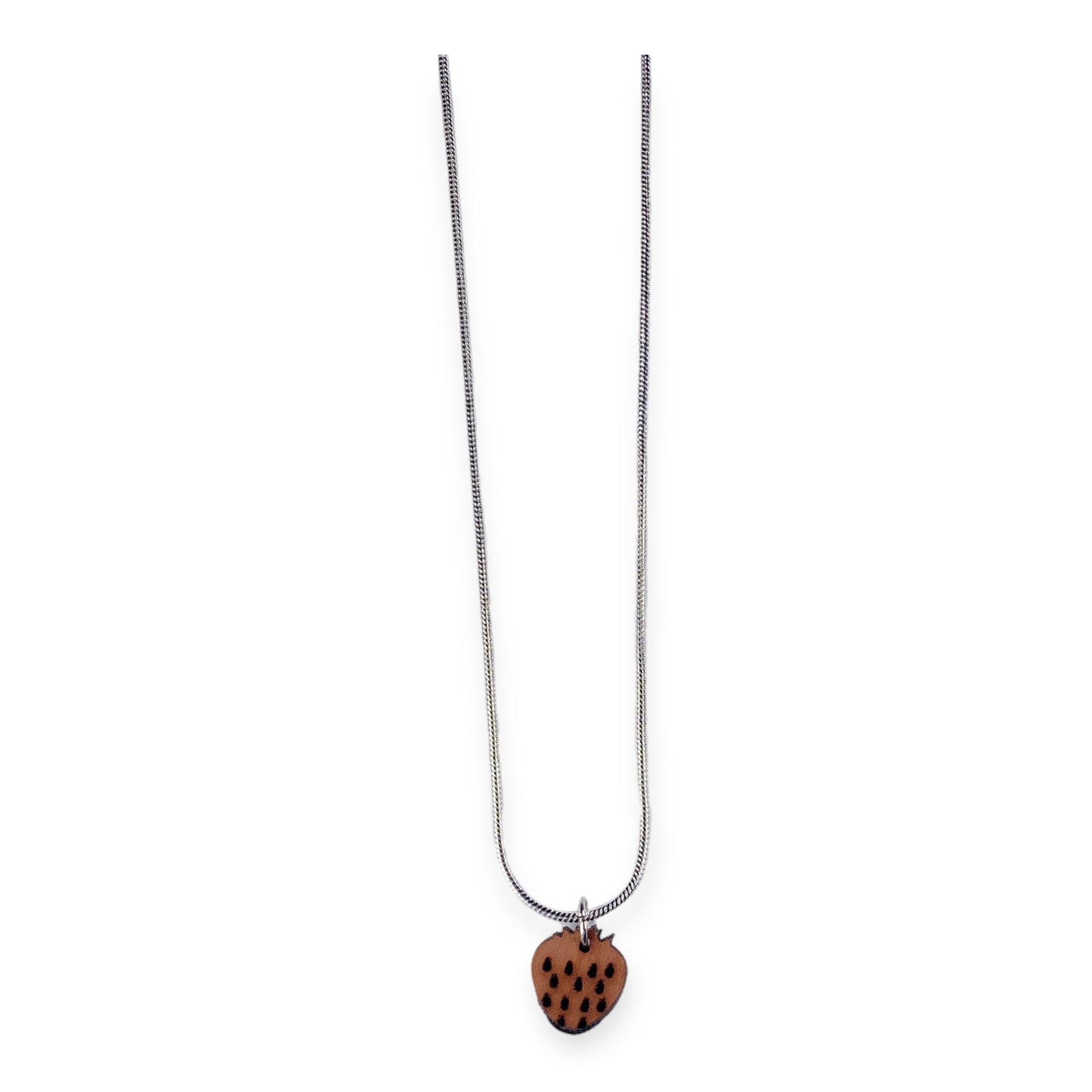 Cherry Wood Strawberry Sterling Earring Necklace Set