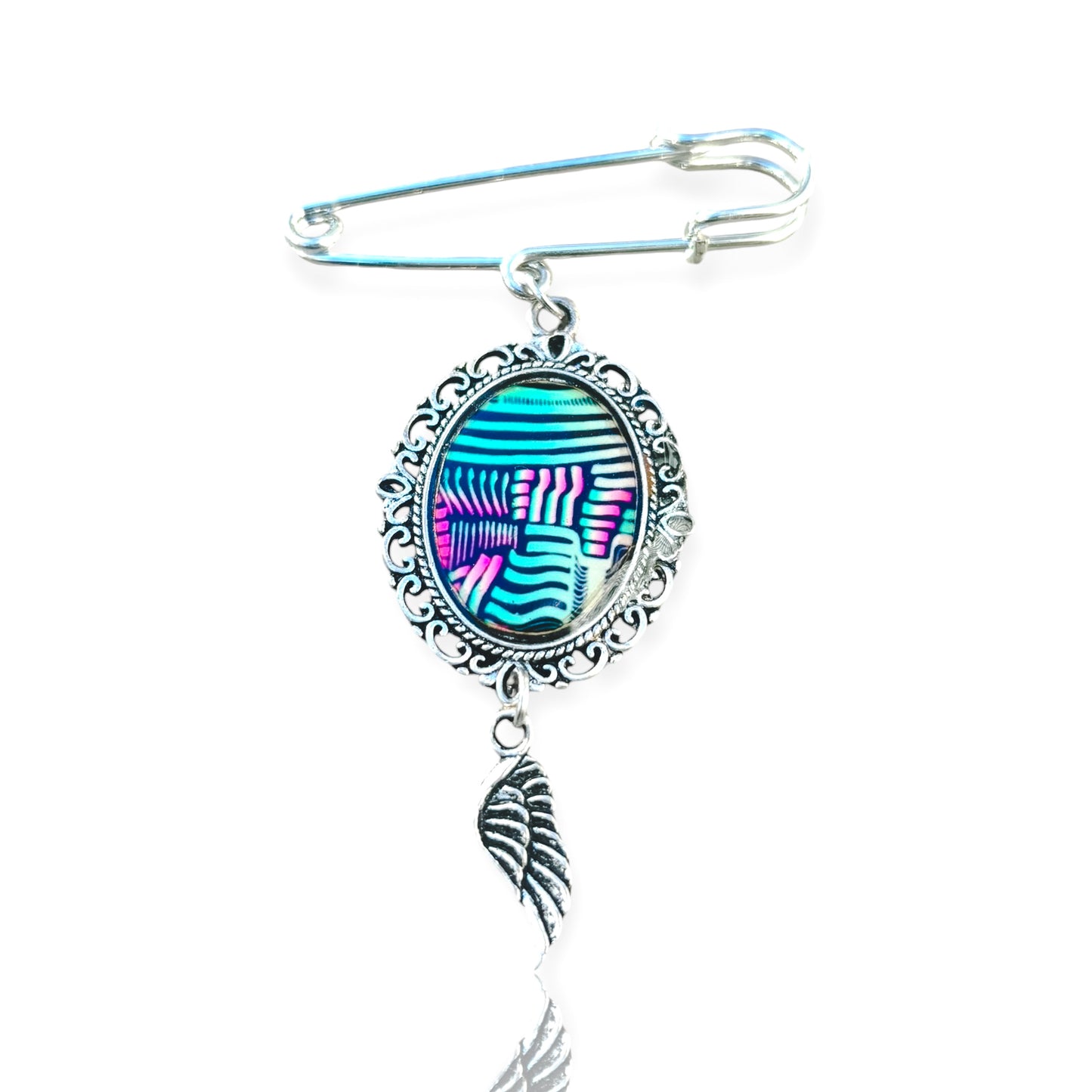 Pressed & Gilded – Abstract Oval Brooch (Silver-Tone)