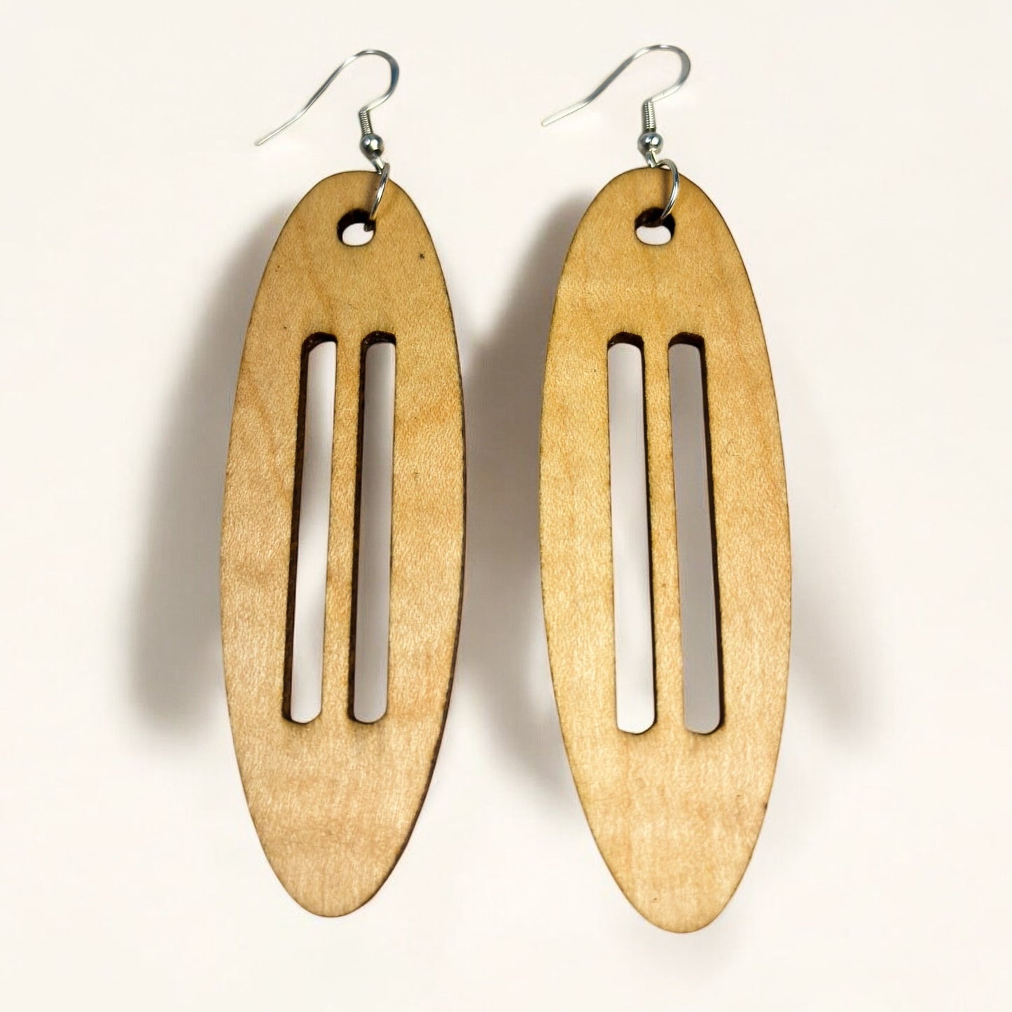 Curly Maple Oval Wood Earrings – Lightweight, Handmade Statement Jewelry
