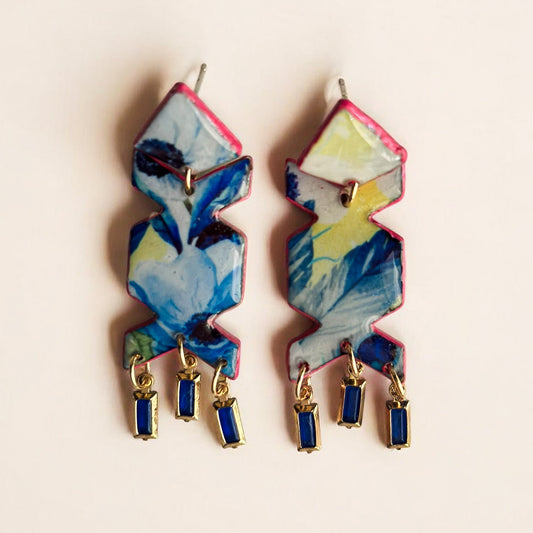 Upcycled Triangle Dangle Earrings – Modern Geometric Statement