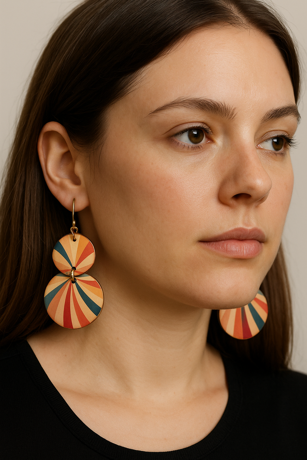 Modern Art Deco Earrings – Upcycled Materials Statement Design Earrings