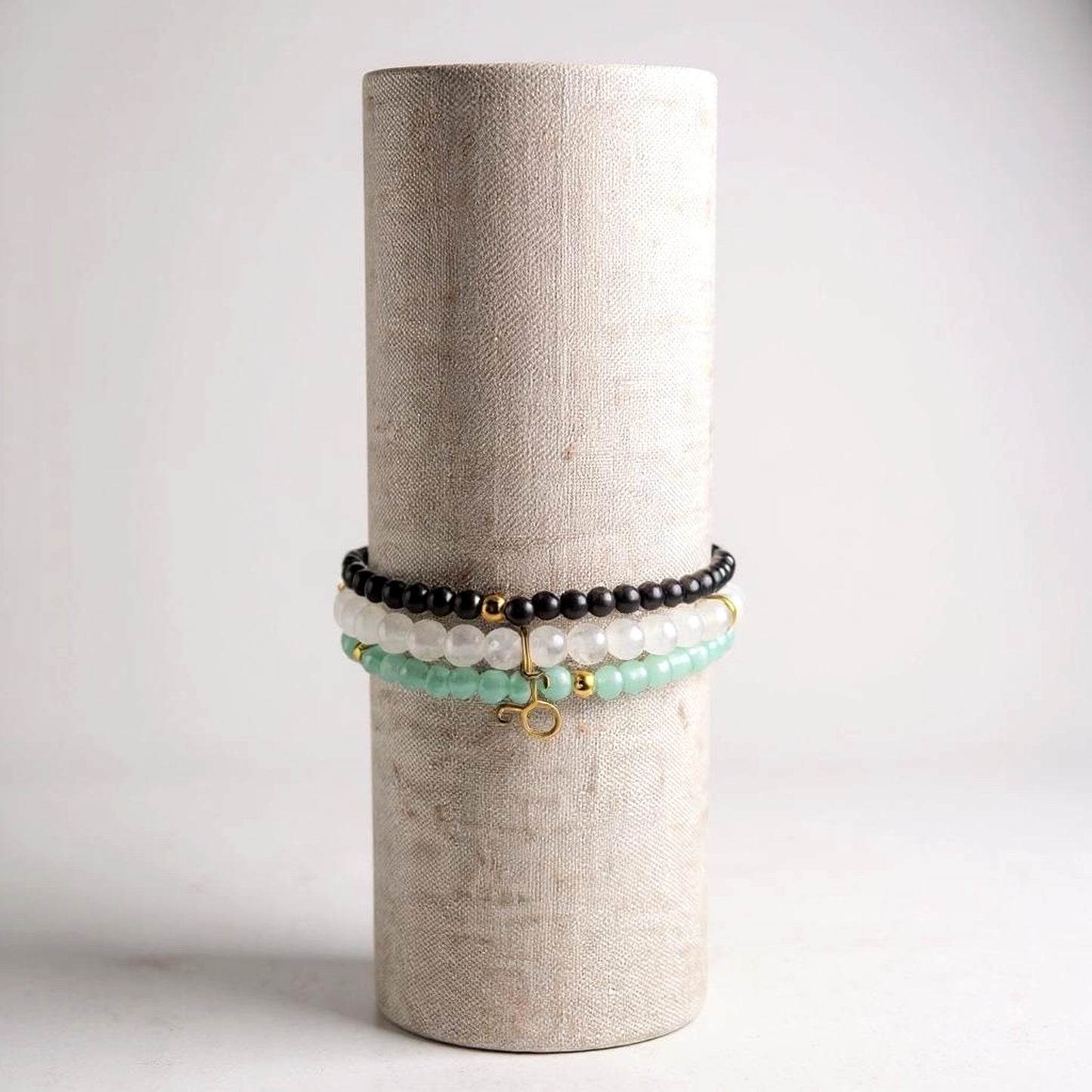 Taurus Zodiac Stack – Rose Quartz, Pyrite & Green Aventurine Bracelet Set