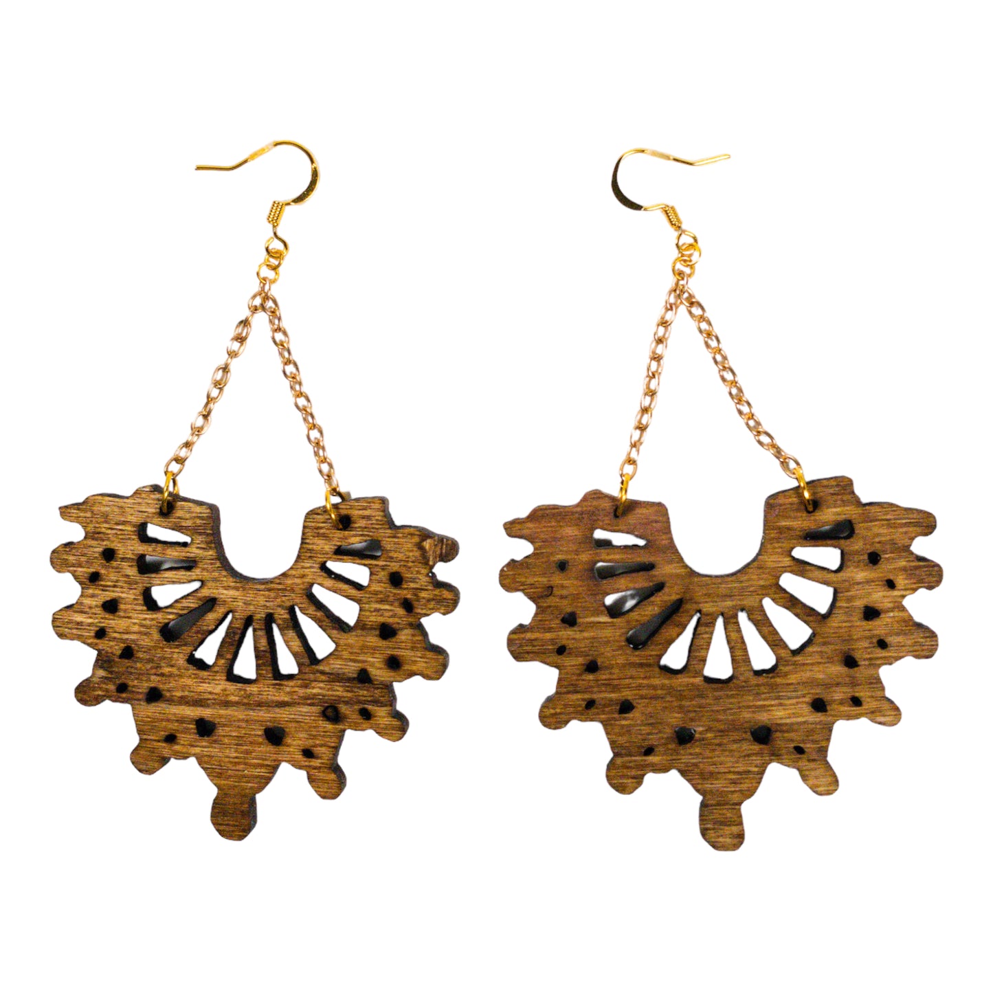 Carved Tribal Inspired Wood Earrings