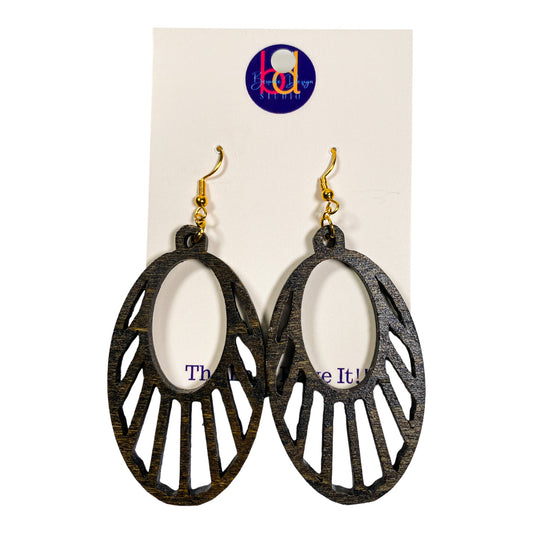 Oval Walnut Tribal Inspired Wood Earrings