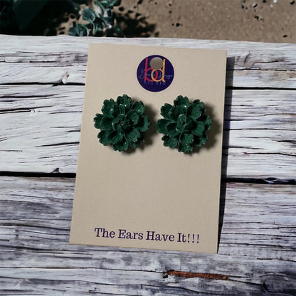 Green Cement Flower Studs