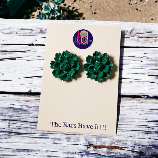 Green Cement Flower Studs
