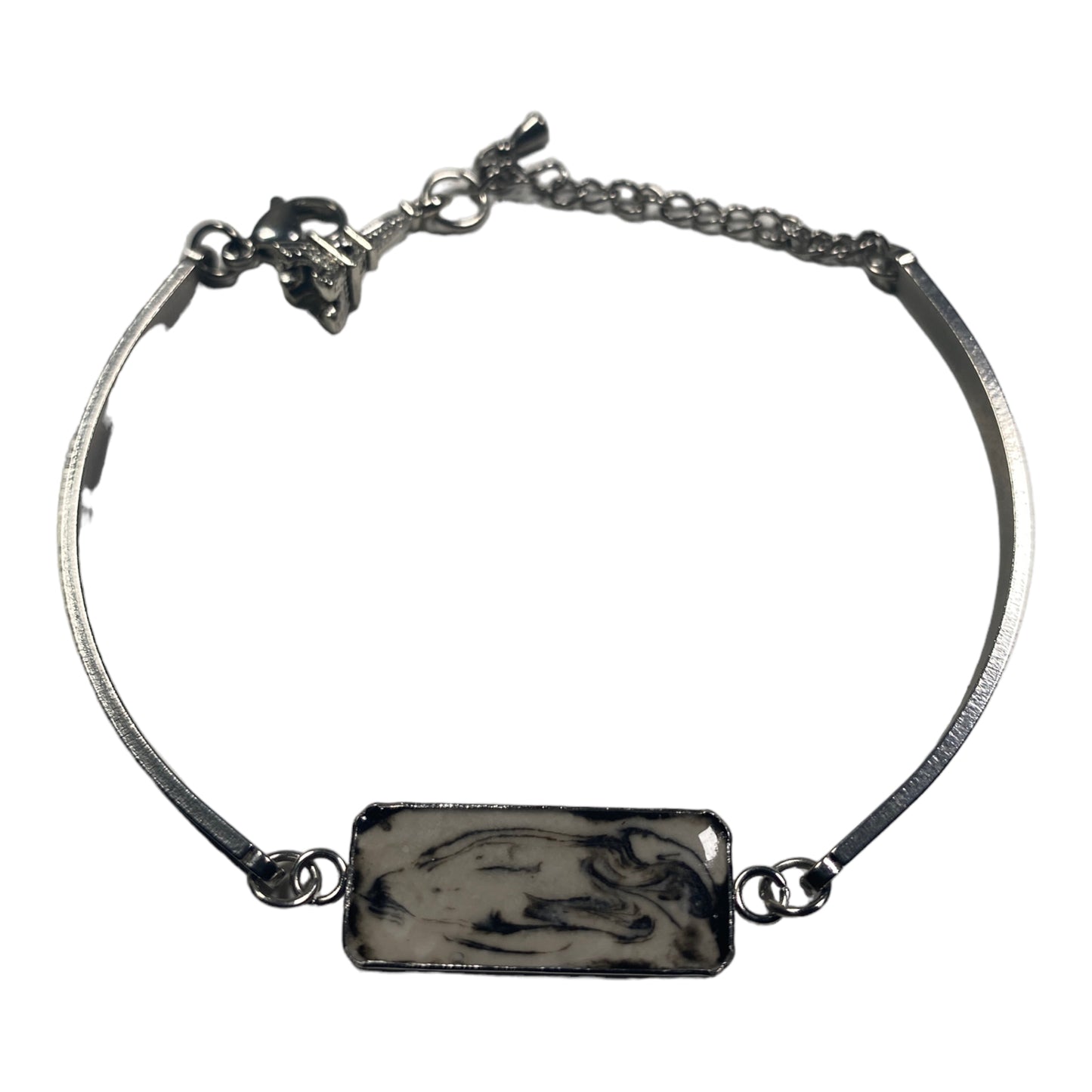 Stainless Steel Marbled Cement Inlay Bracelets w/Charm