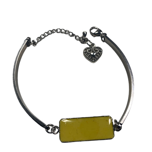 Stainless Steel Yellow Cement Inlay Bracelets w/Charm