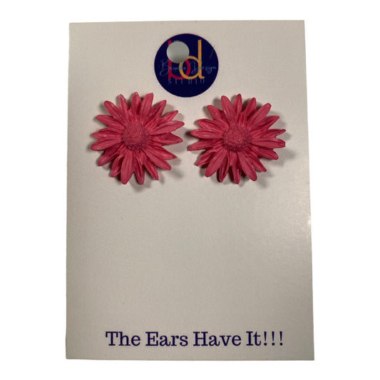 Pink Floral Cement Studs