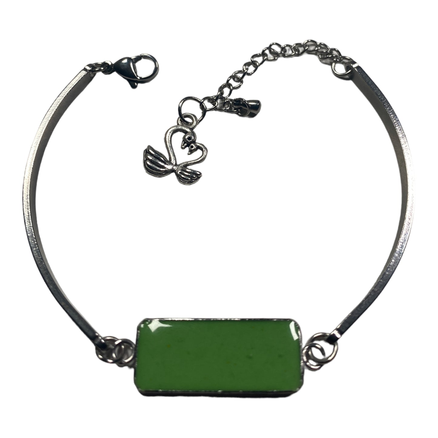 Kelly Green Stainless Steel Cement Inlay Bracelet