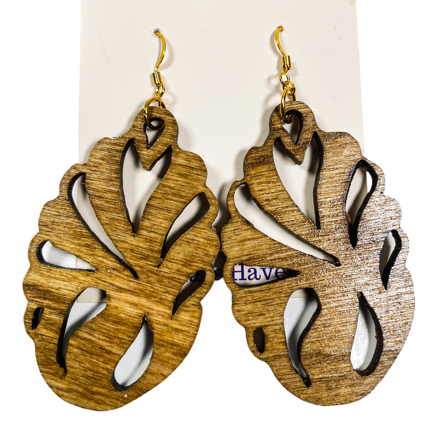 Pecan Stained  Tribal Wood Earring