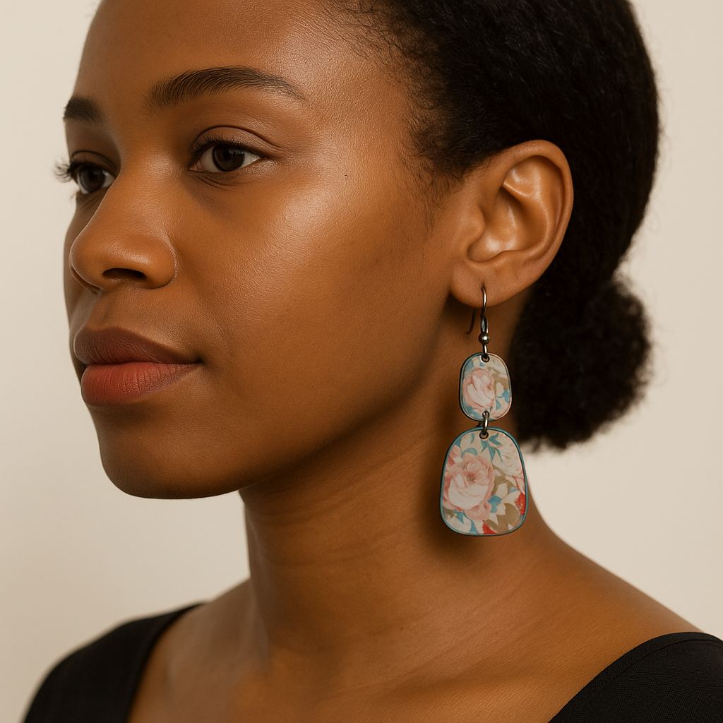 Floral-Inspired Dangling Earrings – Colorful Geometric Statement Earrings