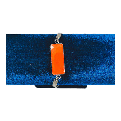 Orange Stainless Steel Cement Inlay Bracelet w/ Charm