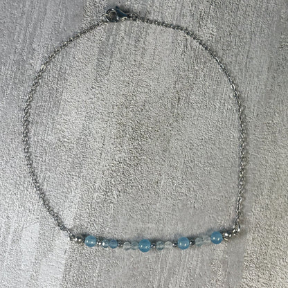 Ocean Drift Anklet – Blue Jade & Aquamarine for Calm & Clarity