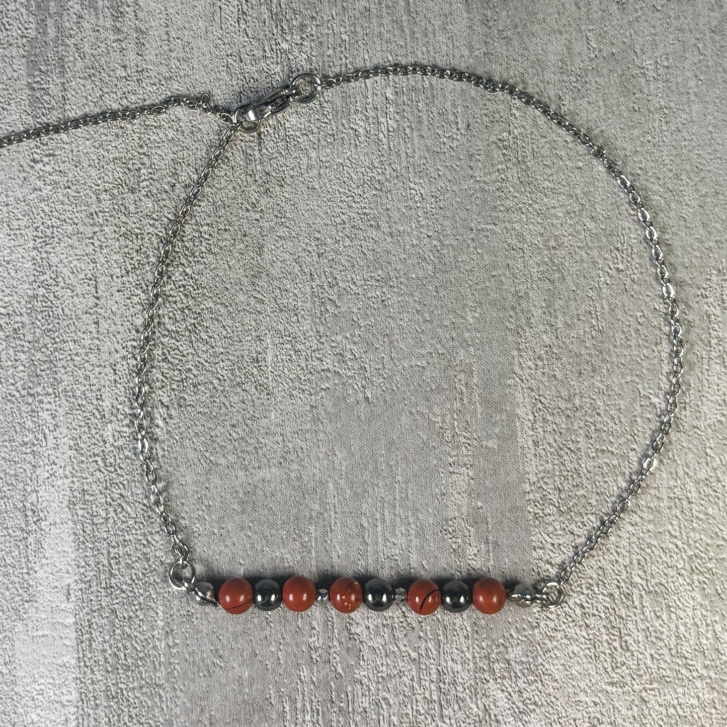 Iron Flame Anklet – Red Jasper & Hematite for Strength and Grounding