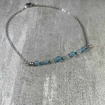 Ocean Drift Anklet – Blue Jade & Aquamarine for Calm & Clarity
