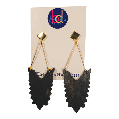 Carved Wing Inspired II Wood Earrings