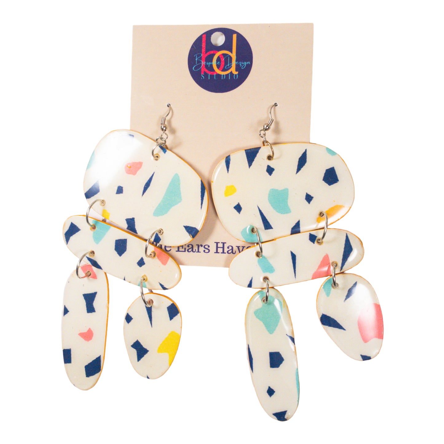 Spring Terrazzo Print Abstract Shaped III Recycled Earrings