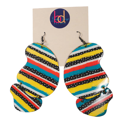 Edgy Strip and Polka Dot Abstract II Recycled Earrings