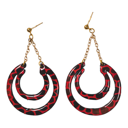Fuchsia & Brown Leopard Pattern Recycled Earrings