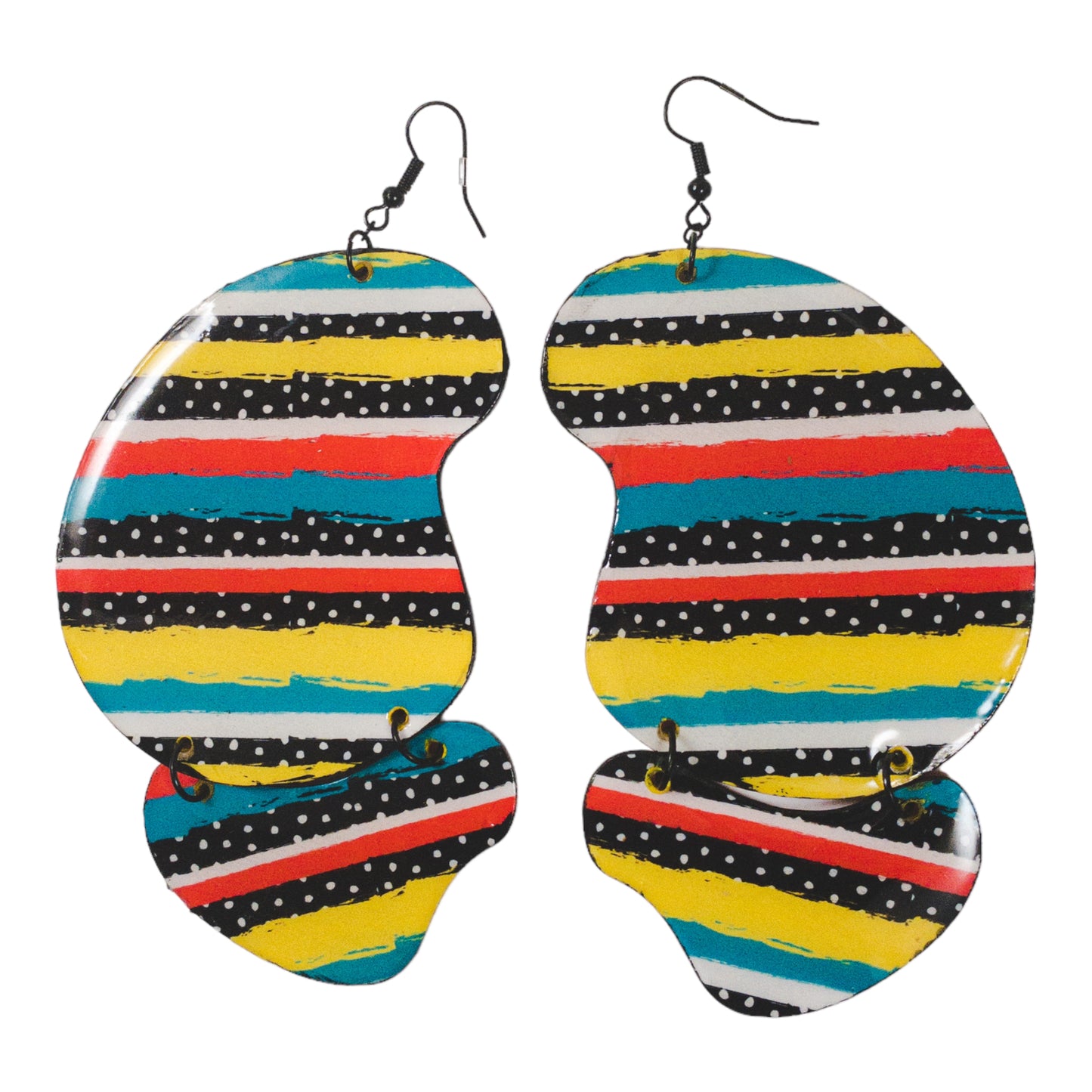 Edgy Strip and Polka Dot Abstract II Recycled Earrings